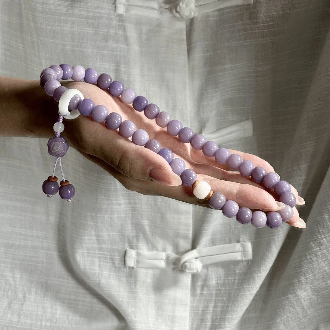 丁香花紫菩提双圈手串中国风手持文玩甄选菩提佛珠盘玩念珠文艺女