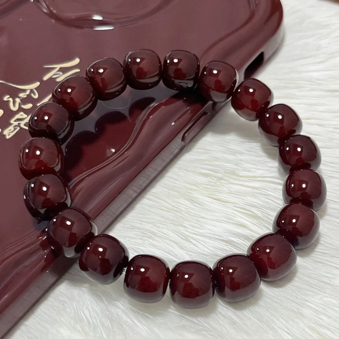 盛夏夜宴菩提根手串珠串酒红色显白女绕指柔男盘玩菩提子文玩手串