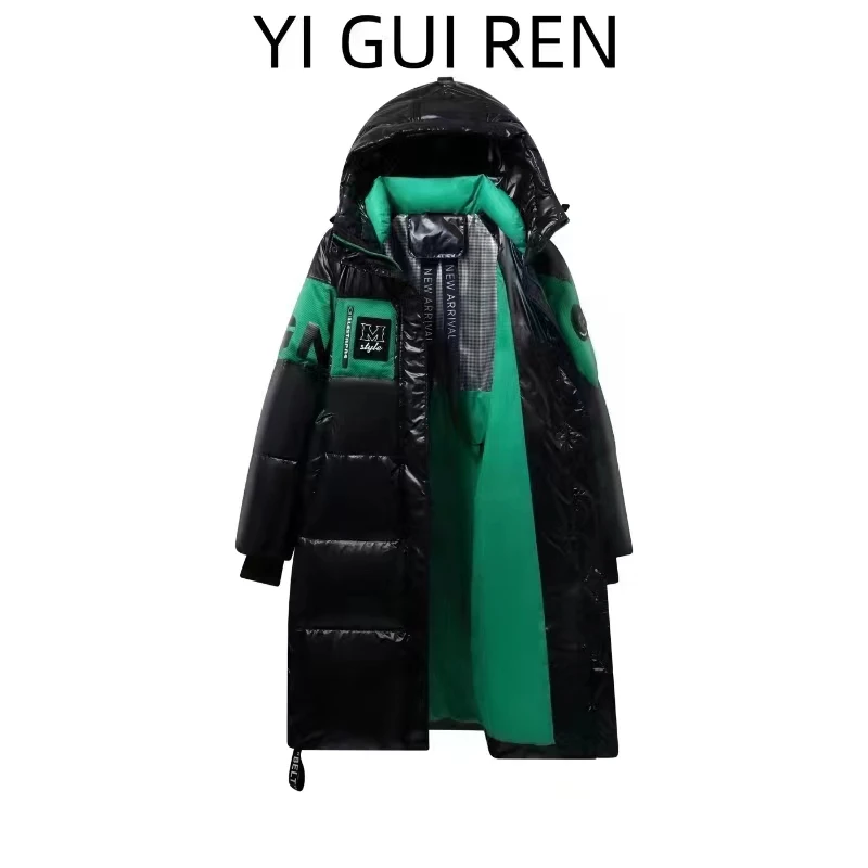 【安琪专属】1326绿色鹅绒服撞色面包服黑色免洗加厚羽绒服女冬季新