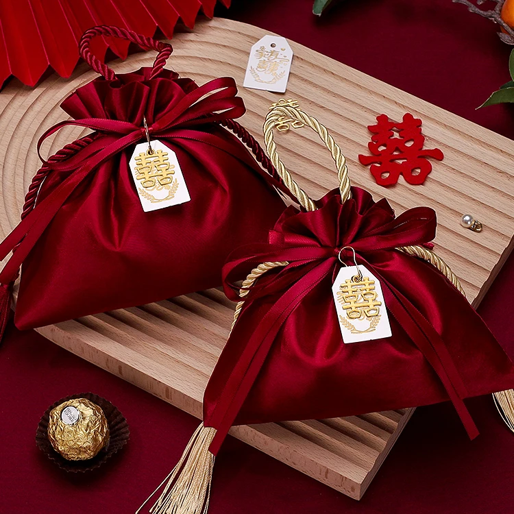 结婚喜糖袋婚礼中式喜糖袋丝绒婚礼喜糖包礼盒订婚伴手礼喜糖袋子