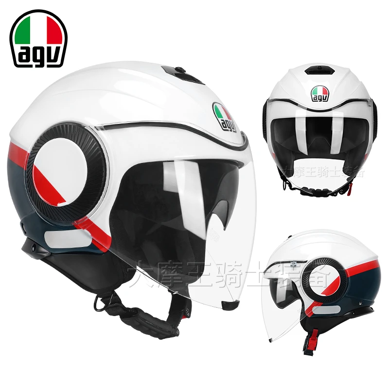 AGV ORBYT半盔摩托车头盔四分之三双镜片夏季踏板小圆盔骑行防护