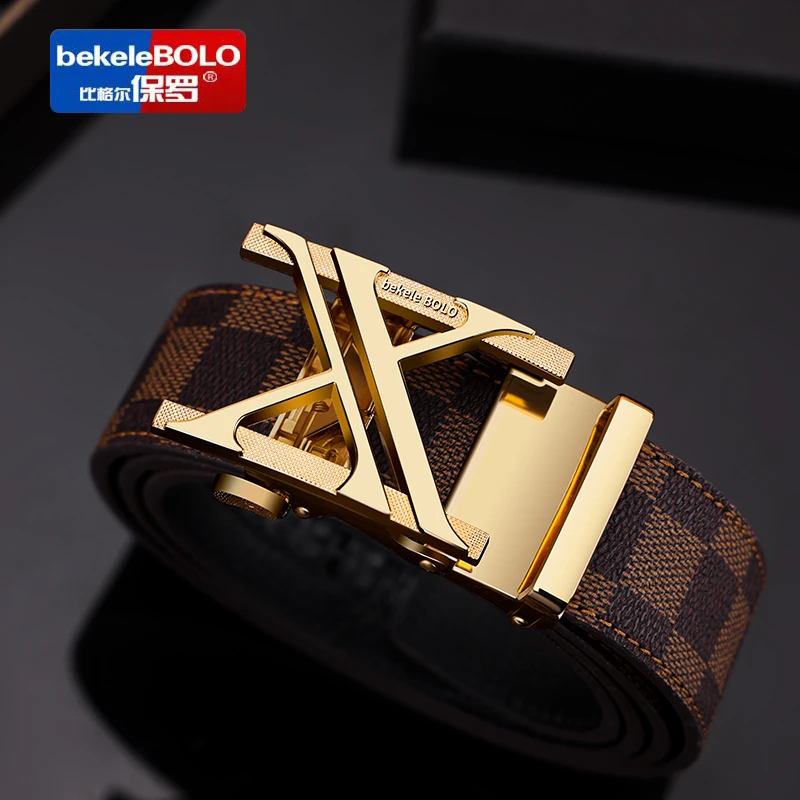 比格尔保罗头层牛皮腰带男款自动扣皮带男中年男士青年休闲裤腰带
