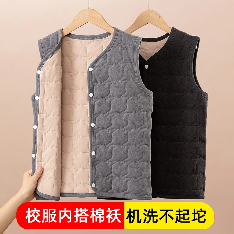 保暖马甲背心男童女童冬季小学生内搭小棉袄校服神器加厚打底坎肩
