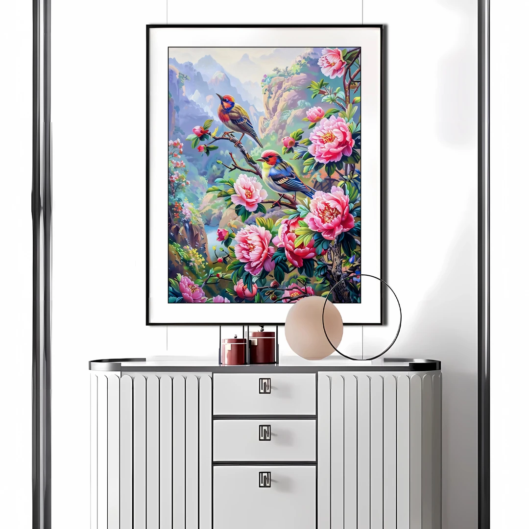 【新疆长绒棉绣布】6467呖呖莺啼十字绣大格60x80厘米满绣55种绣线