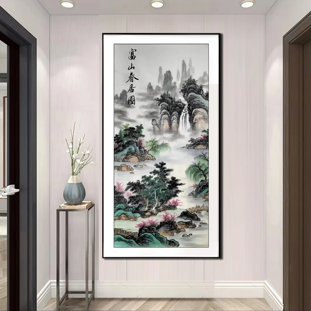 【新疆长绒棉双纱棉】6647富山春居图十字绣大格60x110cm满绣36种线