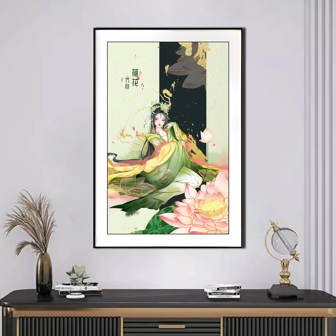 【新疆长绒棉双纱棉】83231十二花季-六月荷花十字绣小格38*56厘米