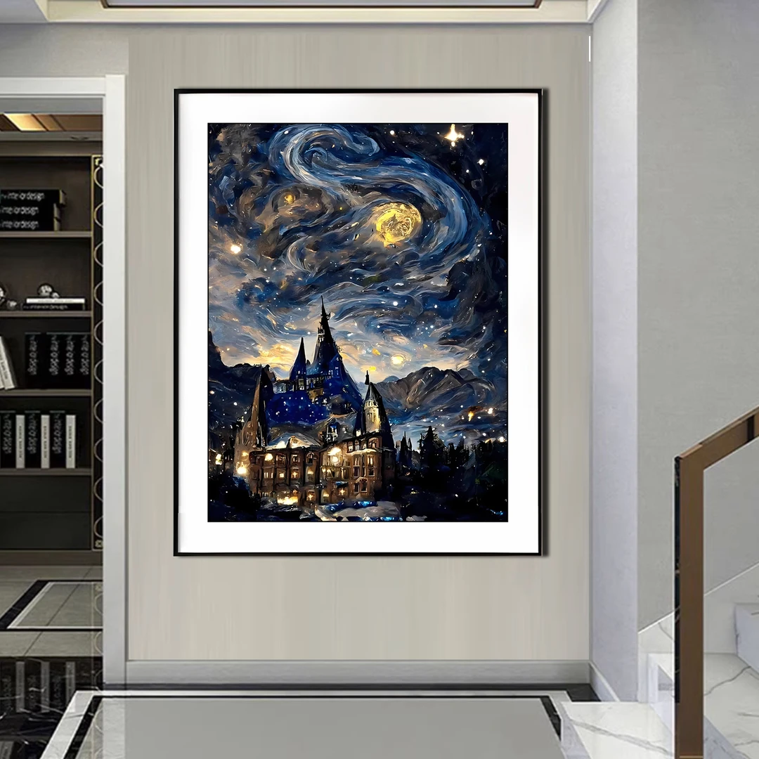 【双12福利金丝布】5142星空下的霍格沃茨十字绣大格60*80厘米满绣