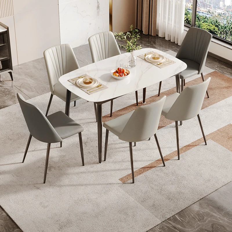 芝华仕现代极简岩板餐桌简约小户型长方形桌椅组合PT080新
