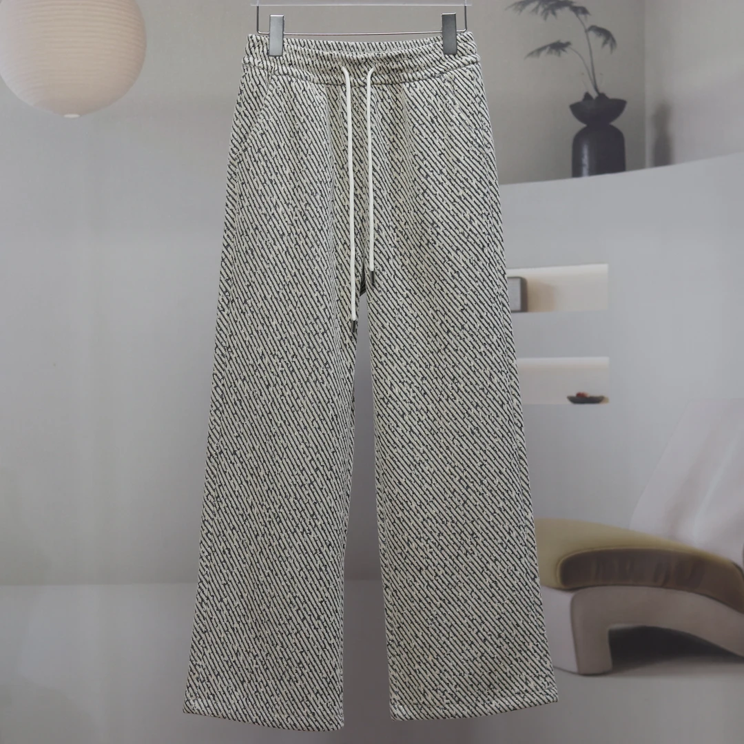 【7685】高品质原创设计米杏色时尚百搭斜纹亮丝阔腿裤C