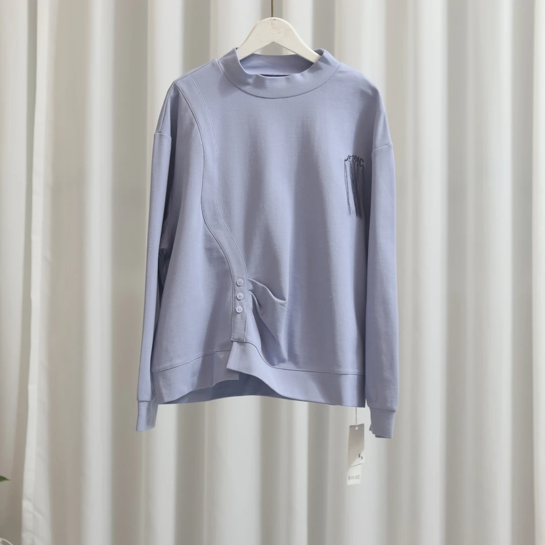 【4376】高品质原创设计天蓝色个性流苏百搭上衣