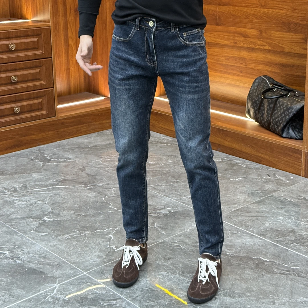 2024秋冬新款时尚休闲百搭净版修身存色男士小脚牛仔裤XZ1360
