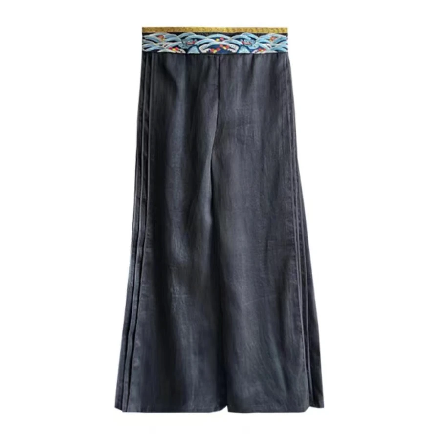 江崖海水#刺绣#紫腰间设计的马面裙裤