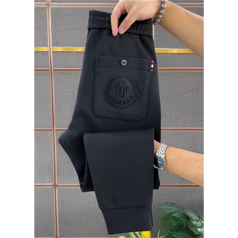 2025高档男士轻奢休闲裤春秋欧货运动小脚卫裤纯色潮牌高端运动裤