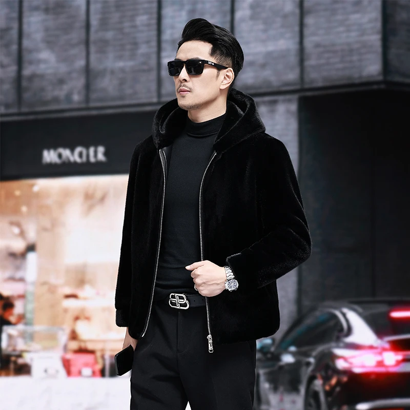 皮革城海宁冬季男士加厚御寒保味外套