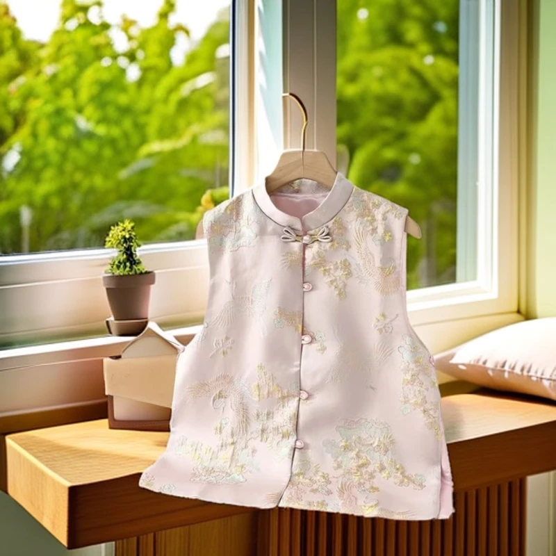 新中式春秋款盘扣提花立领马甲背心复古国风重工刺0029