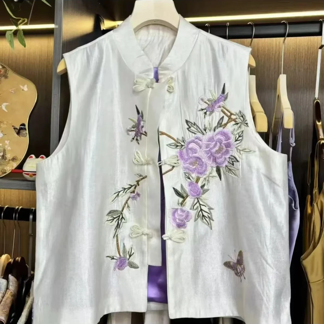 【独秀一梅】定位刺绣马甲中式织花马夹提花显瘦气质立领女装0055