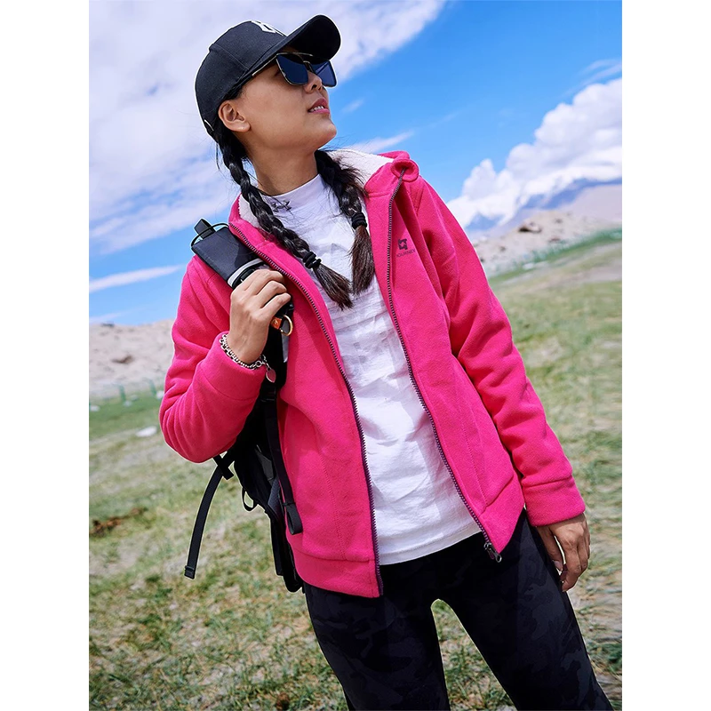 北京森林户外保暖搭子加厚摇粒绒冲锋衣内胆开衫抓绒衣登山外套女