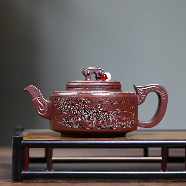 宜兴紫砂壶手工茶壶茶具泡茶中式名家原矿紫玉金砂隐龙壶310cc