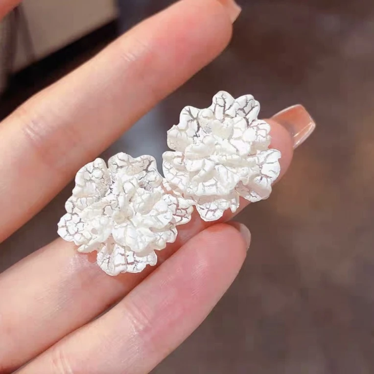 铜合金耳饰 【雾谜】时尚冰裂花朵小众设计师款甜美高级仙女风耳钉