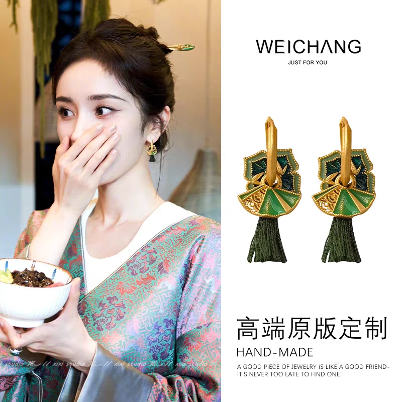 铜合金耳饰 新中式复古耳环耳钉2024年新款爆款独特气质国风耳饰