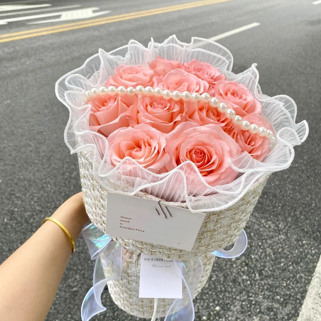 【爱的宣言】11朵粉玫瑰花束小香风花束送女友闺蜜老婆朋友生日鲜花