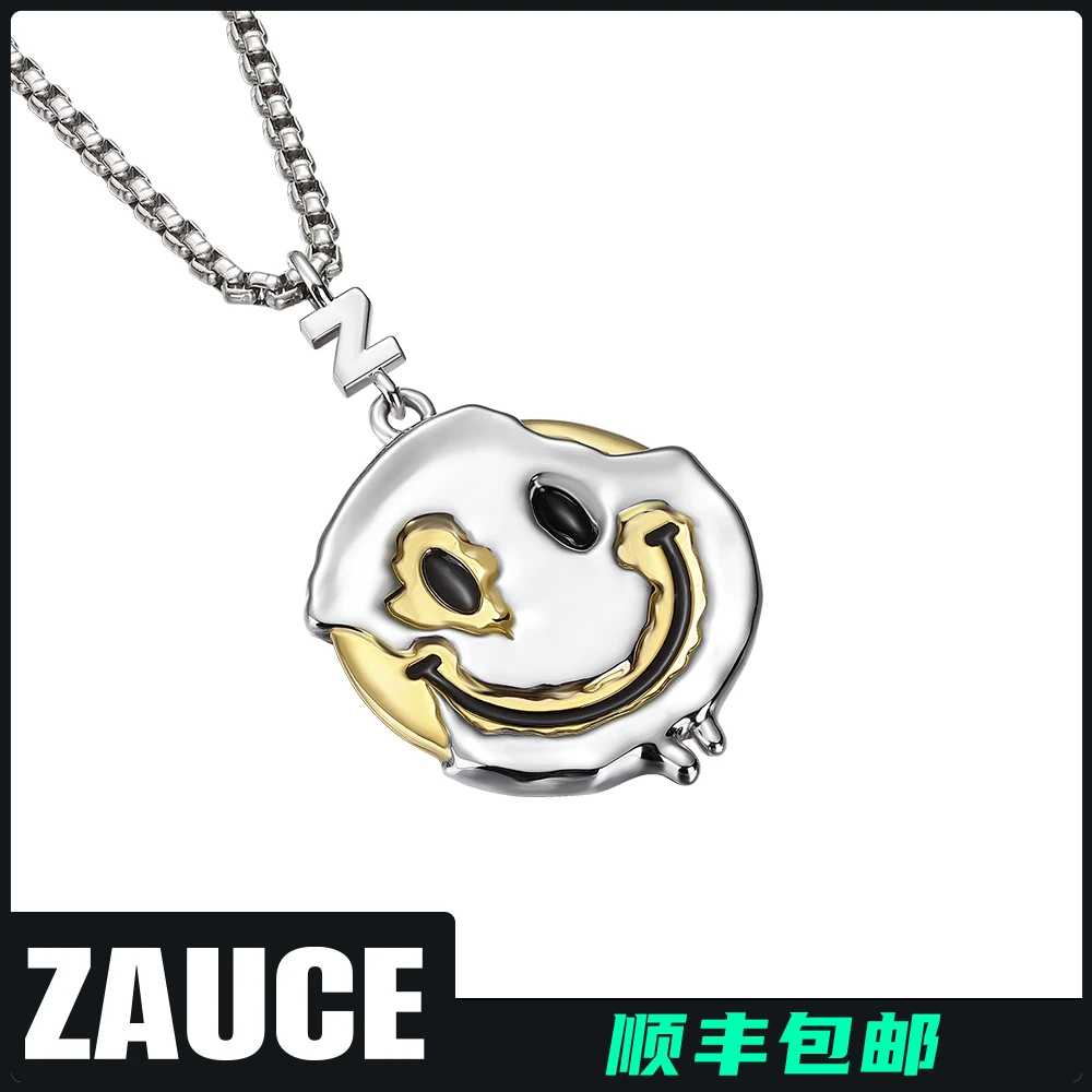 铜吊坠 ZAUCE造赐 融化笑脸项链 原创小众潮流配饰 金银拼色