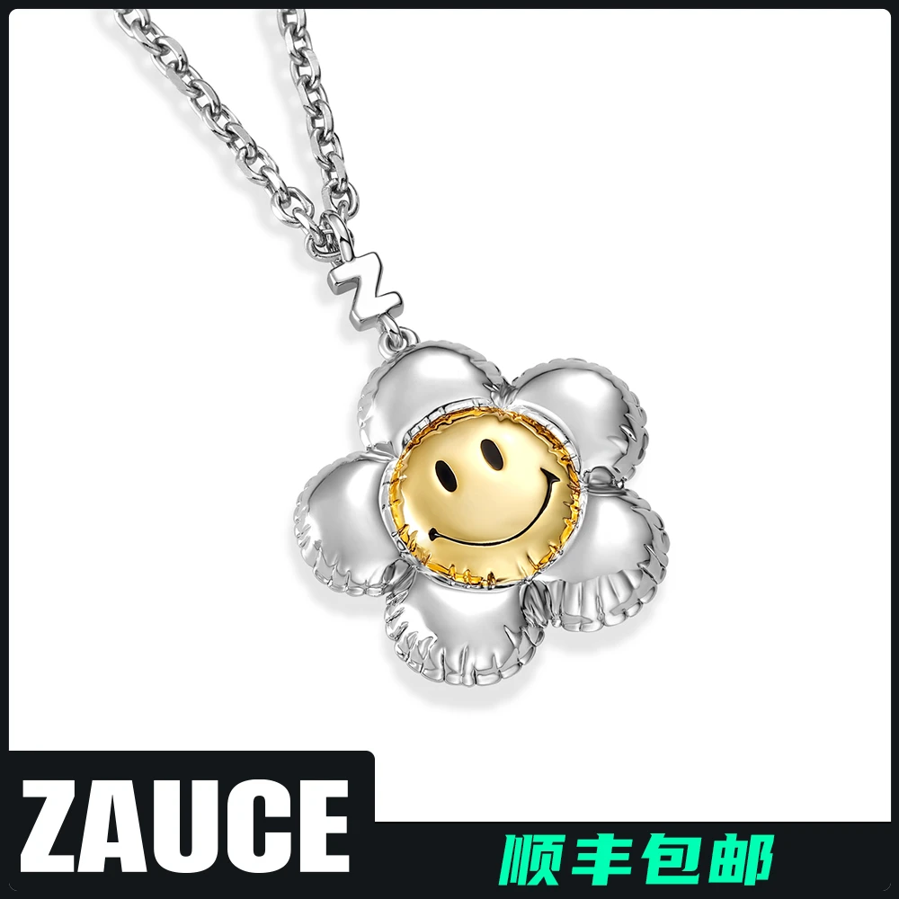 铜吊坠 ZAUCE造赐 气球太阳花笑脸项链 原创潮流百搭电镀金色