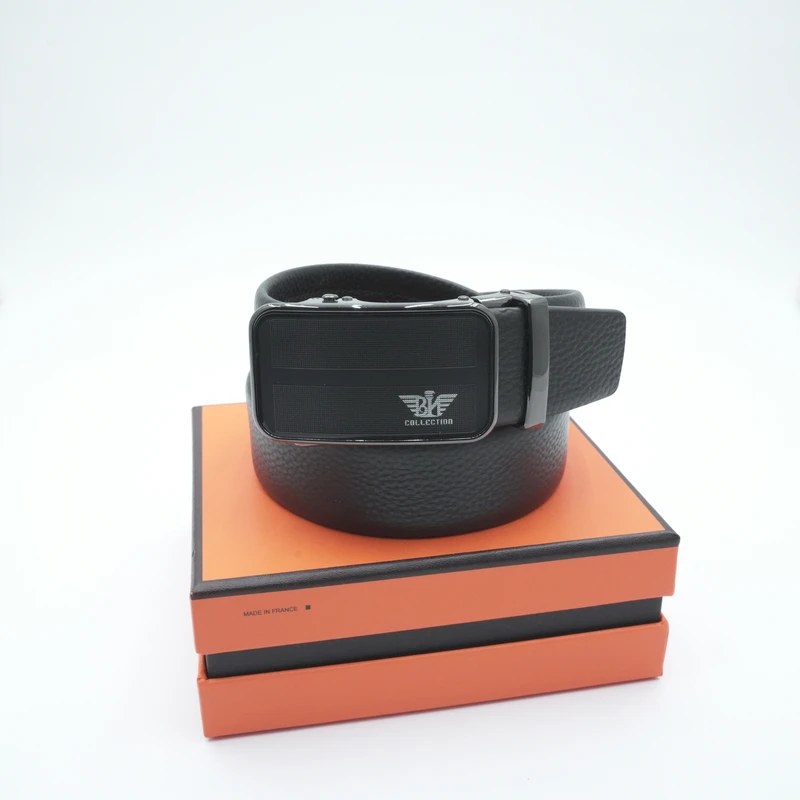 854【私人订制】男士商务腰带时尚黑色自动扣真皮腰带