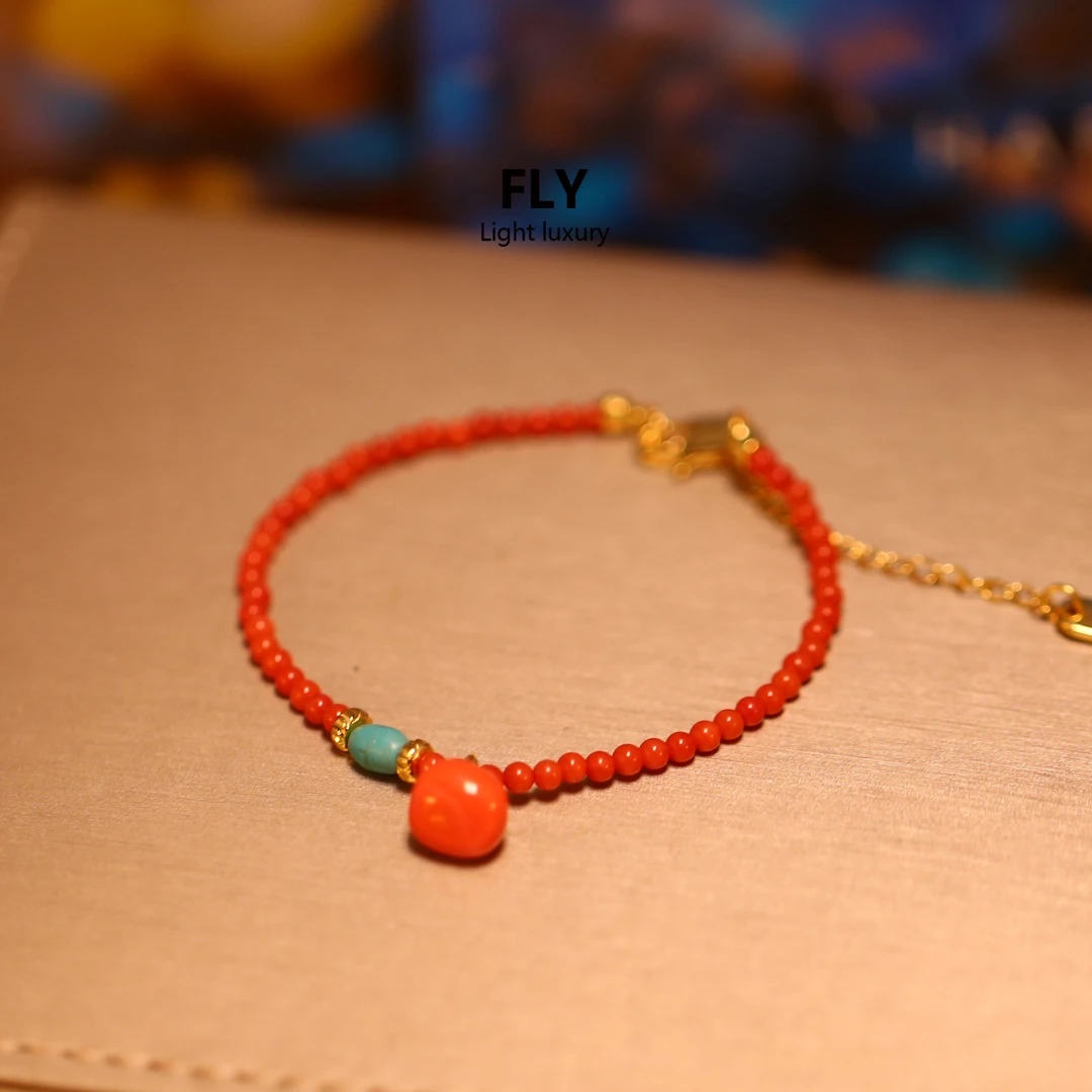 铜合金手链 小众设计师个性柿子色小柿子显白高级3MM手链-9649