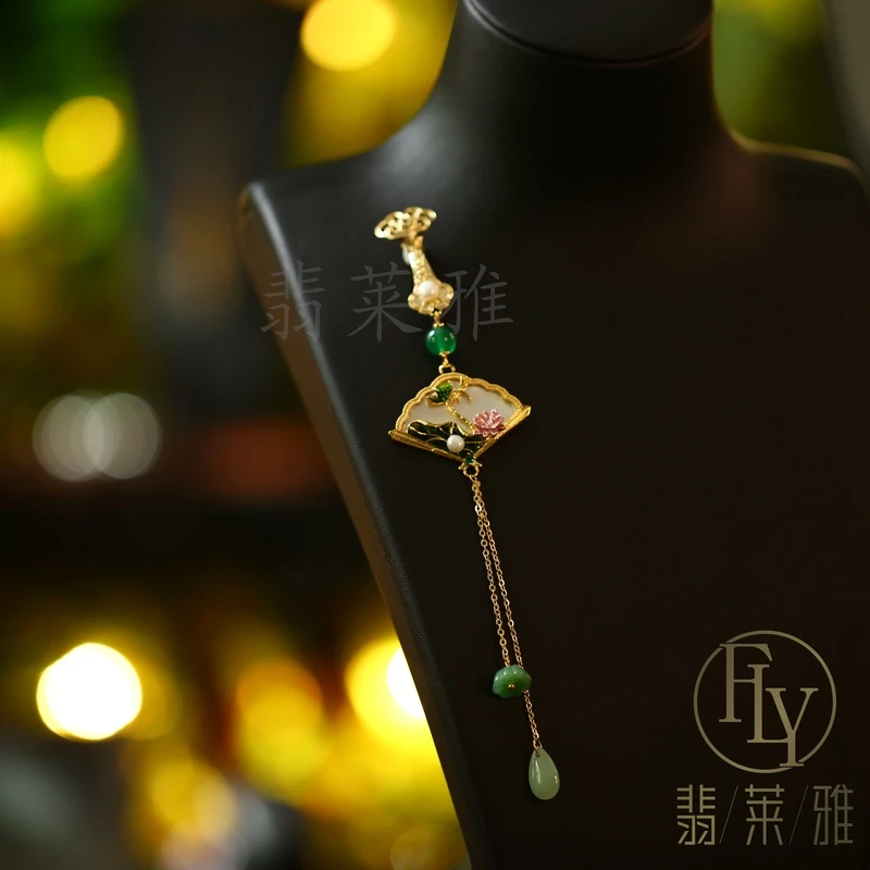 翡莱雅 中国风古风压襟流苏挂件胸针-3936