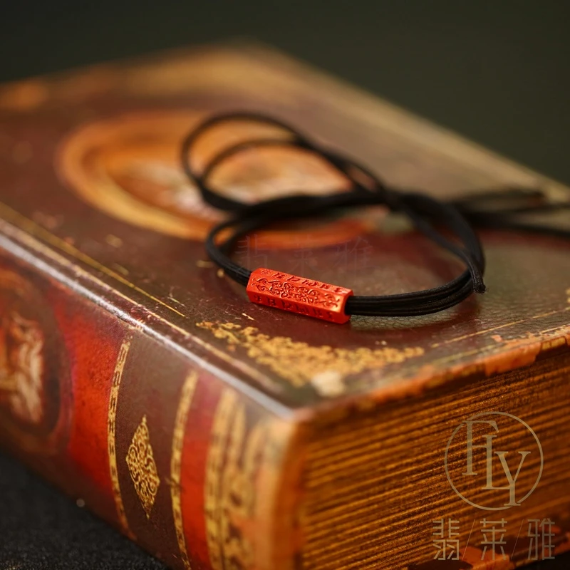 天然辰砂朱砂辰砂国风手工精致气质设计师简约手链头绳-3534