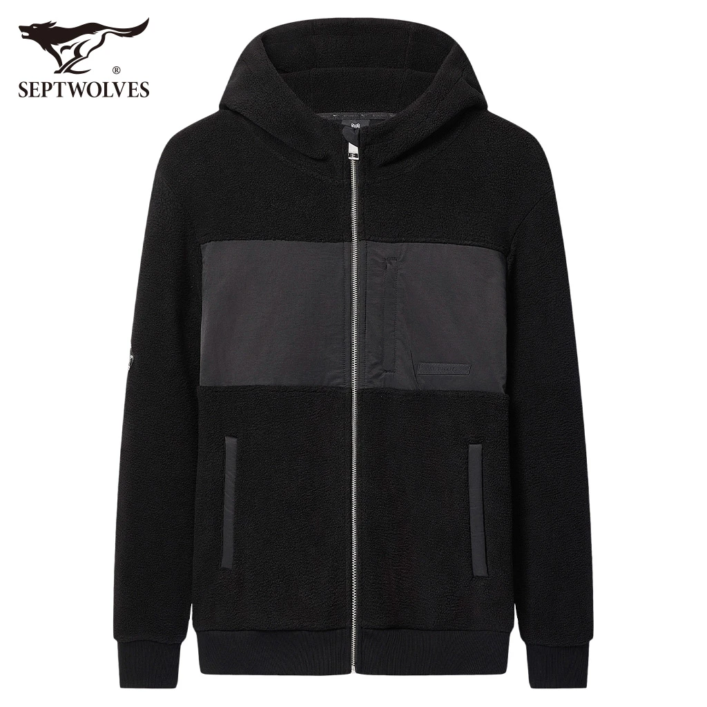 七匹狼男士保暖夹克外套25春秋新爆款开衫卫衣连帽摇粒绒官方正品