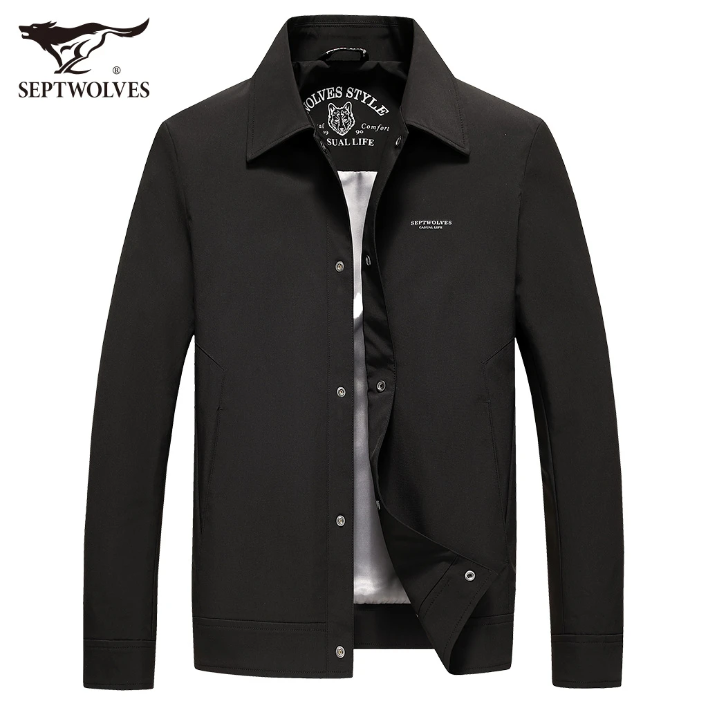 七匹狼翻领行政夹克外套男士男款秋季新款中年爸爸商务上衣男装潮