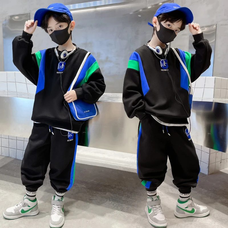 男童运动套装春秋款2024新款春装儿童春季卫衣中大童酷帅两件套潮
