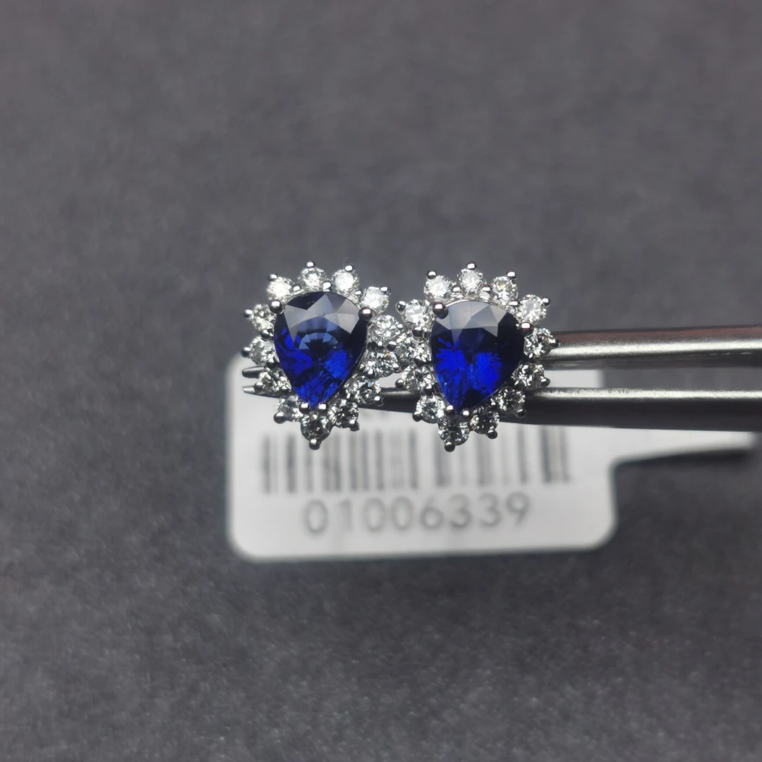 0805 G R/B(01006339)/18K金蓝宝石耳钉-主石1.42ct
