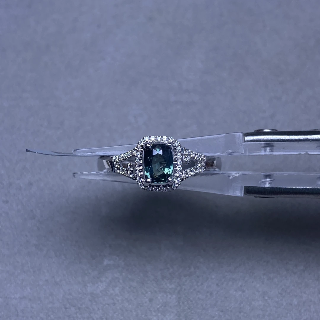 0228(00614111-1)925银彩蓝宝石戒指12号圈口主石0.48ct