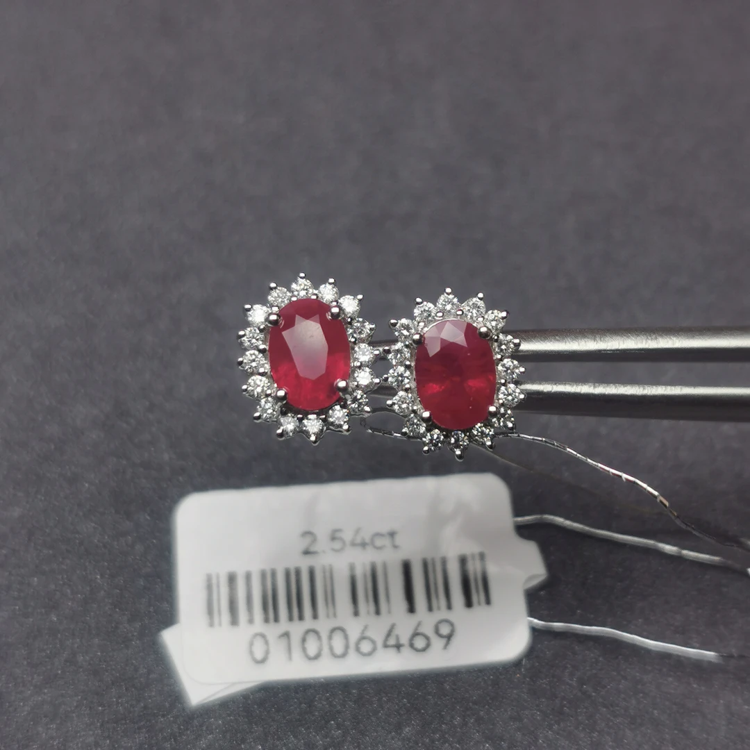 0804 G P/B（01006469）/18K金红宝石耳钉-主石2.54ct