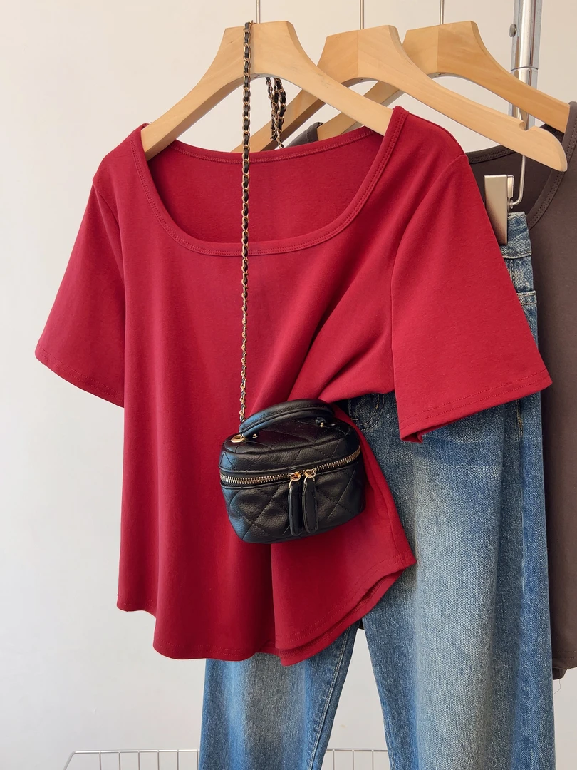 大码夏季胖mm宽松显瘦t恤新款韩系时尚百搭遮肚藏肉短款短袖上衣