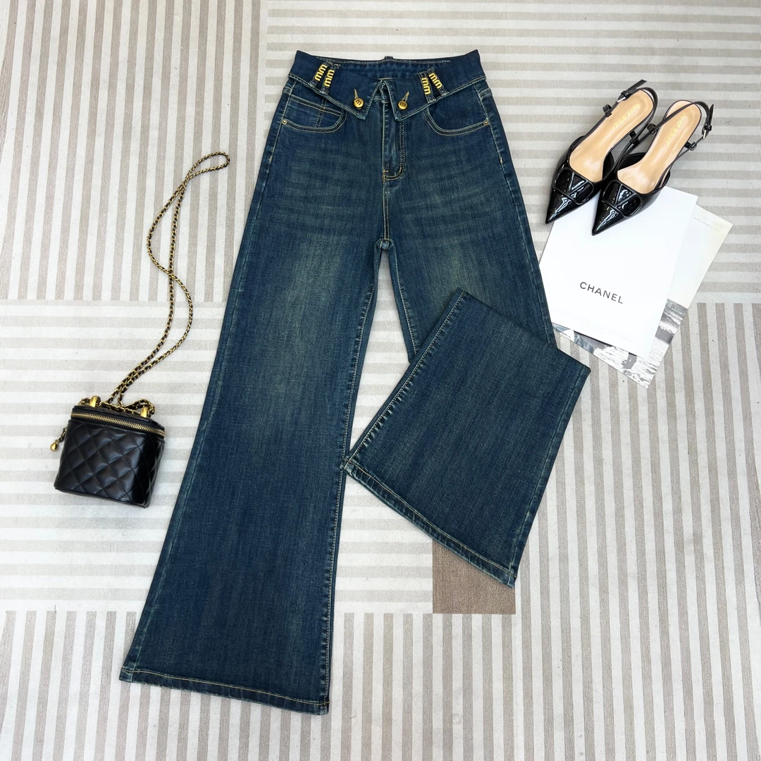 高腰阔腿裤水洗女2025春季新款设计感宽松直筒显瘦时尚潮流百搭