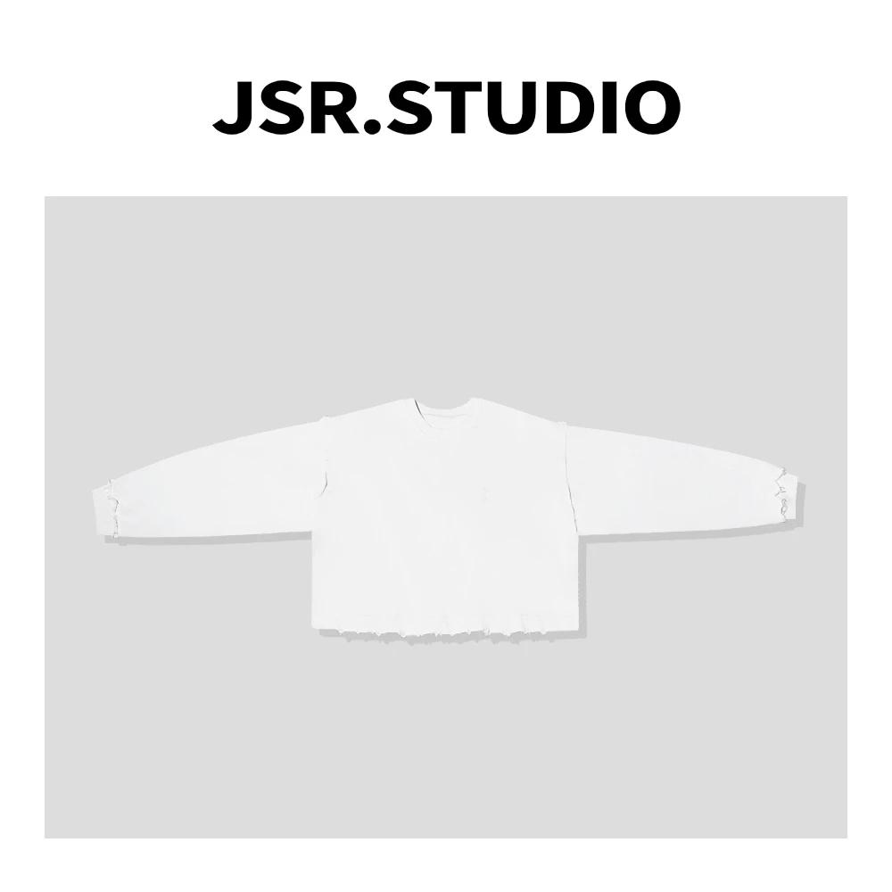 JSR studio【小毛桃】复古水洗手工毛边重工艺多色卫衣圆领长袖