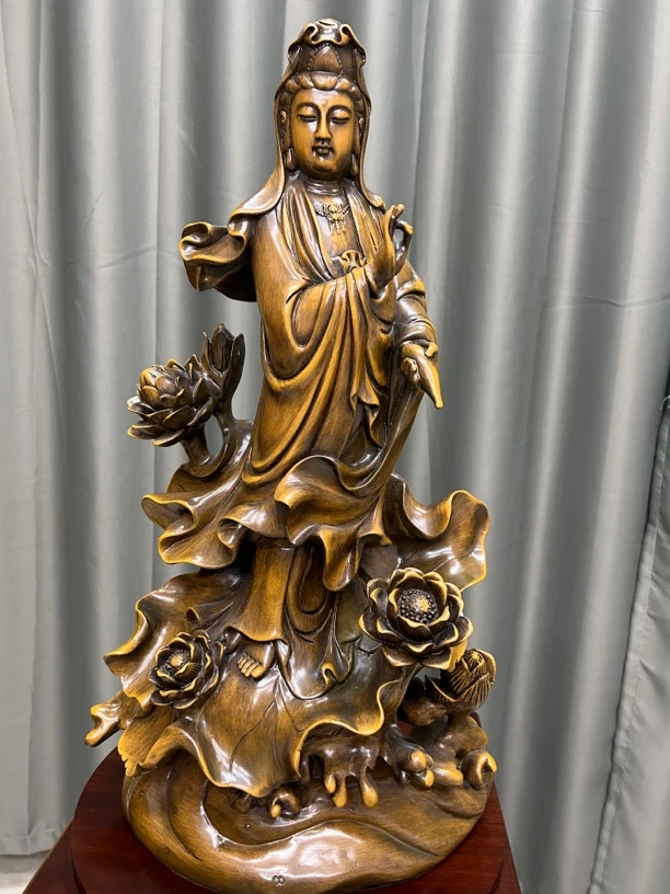 莲花观音客厅展厅商务关公工艺品摆件家用玄关大号长40宽16高65