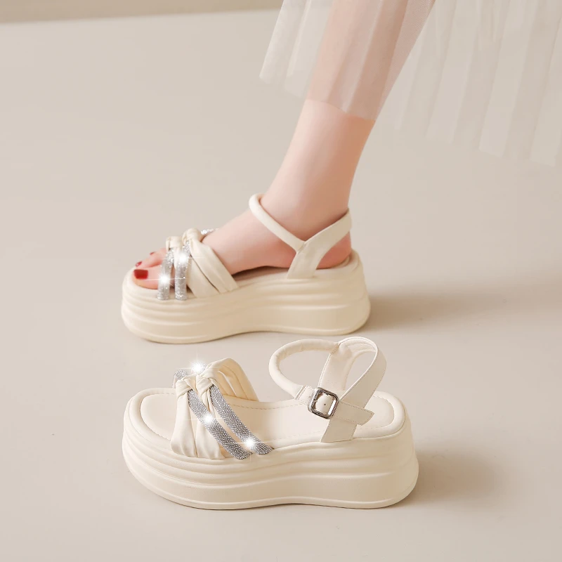 小码34松糕凉鞋女夏外穿2024年新款高跟鞋网红爆款高级感沙滩鞋女