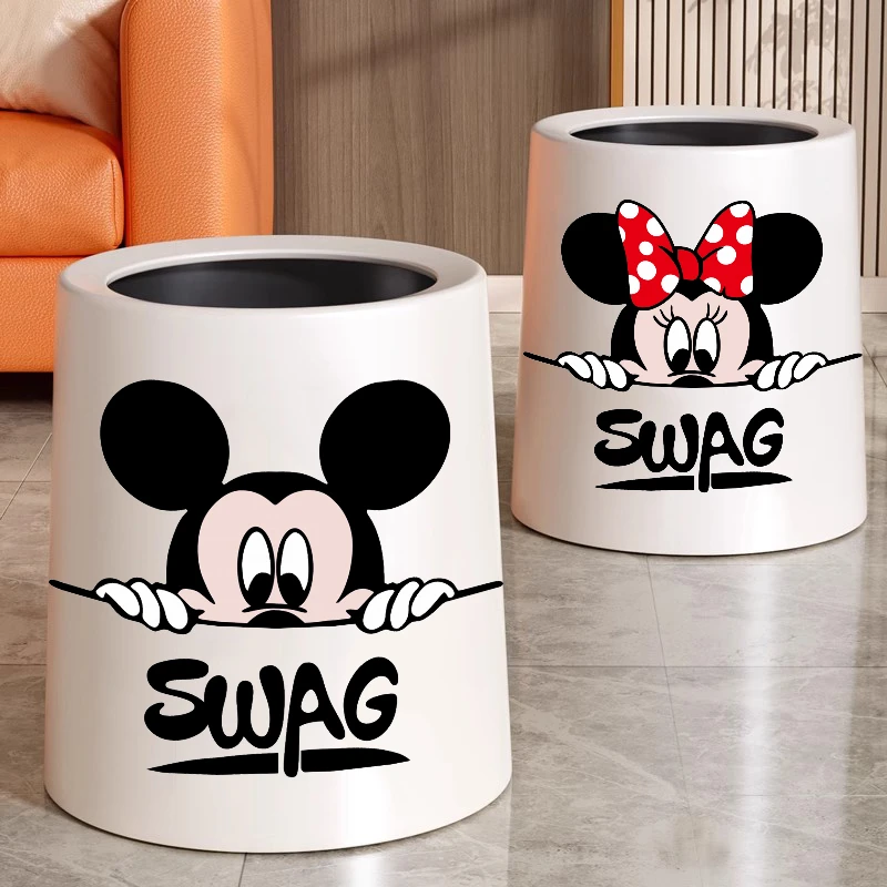 可爱米奇家族垃圾桶家用新款宿舍客厅厨房卫生间轻奢风双层垃圾篓