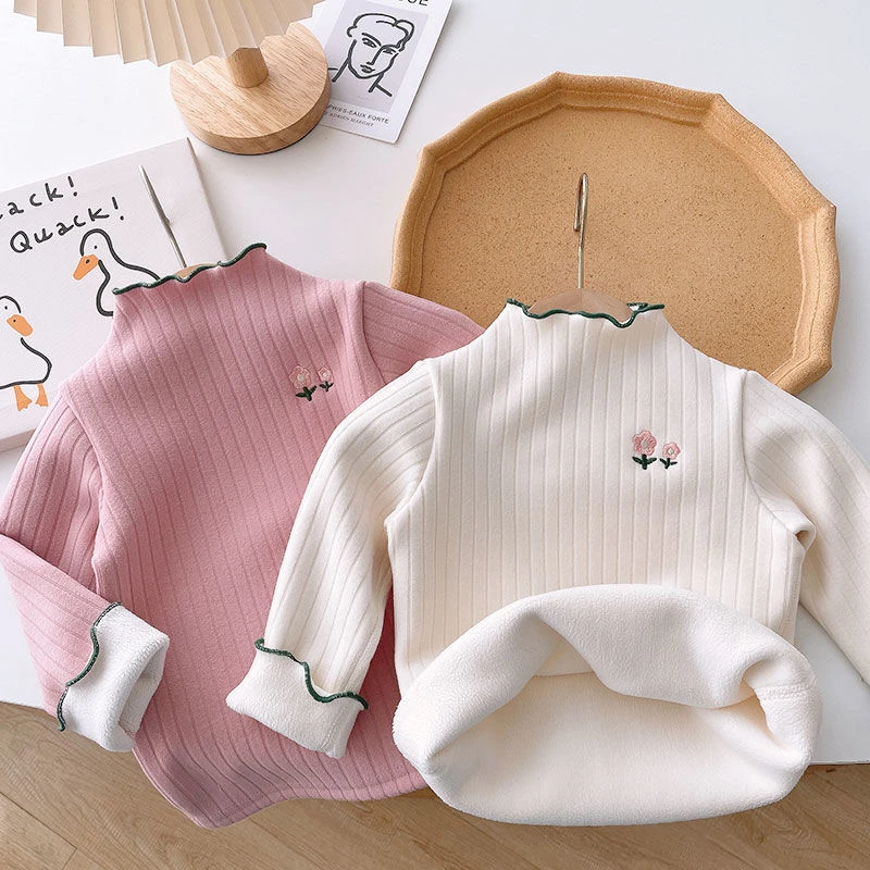 女童打底衫2024新款秋冬婴儿洋气一体绒上衣宝宝加绒加厚保暖T恤