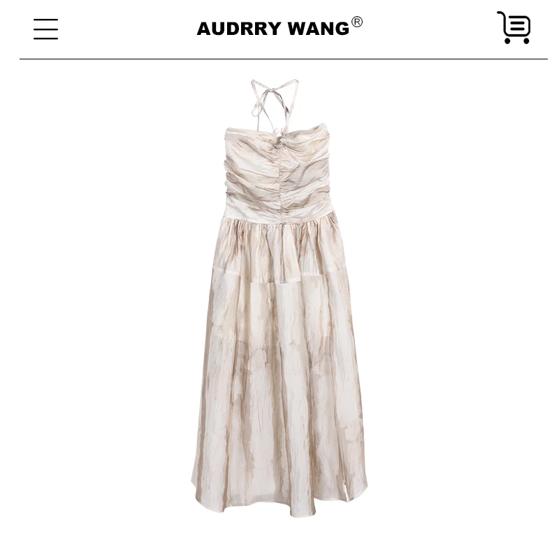 AUDREYWANG草木晕染后背打揽绑带连衣裙10839