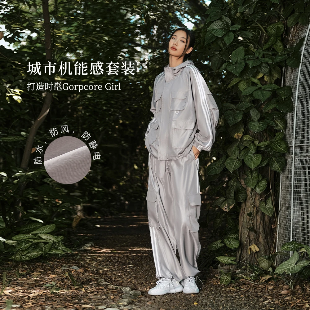 【一日价】防水防风梭织秋冬运动长裤女户外健身裤高腰休闲K0750