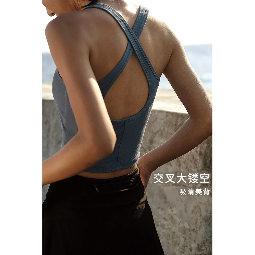 LaNikar上衣背心运动瑜伽训练美背镂空交叉显瘦时尚夏季S1090