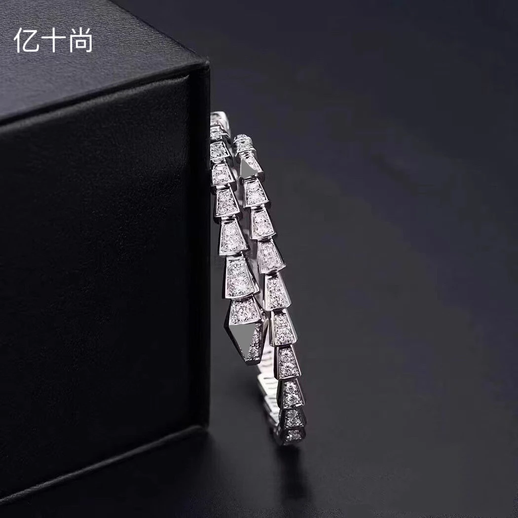 925银合成锆石手镯 灵蛇满赚手镯戒指轻奢时尚高贵洋气潮HJ100060