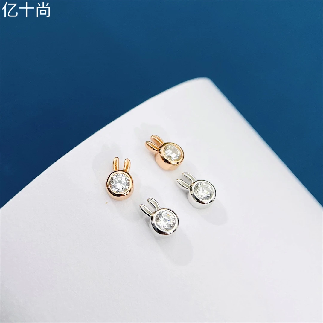 925银合成锆石耳饰 亿十尚兔耳白赚高档耳钉轻奢时尚简约养耳洞美