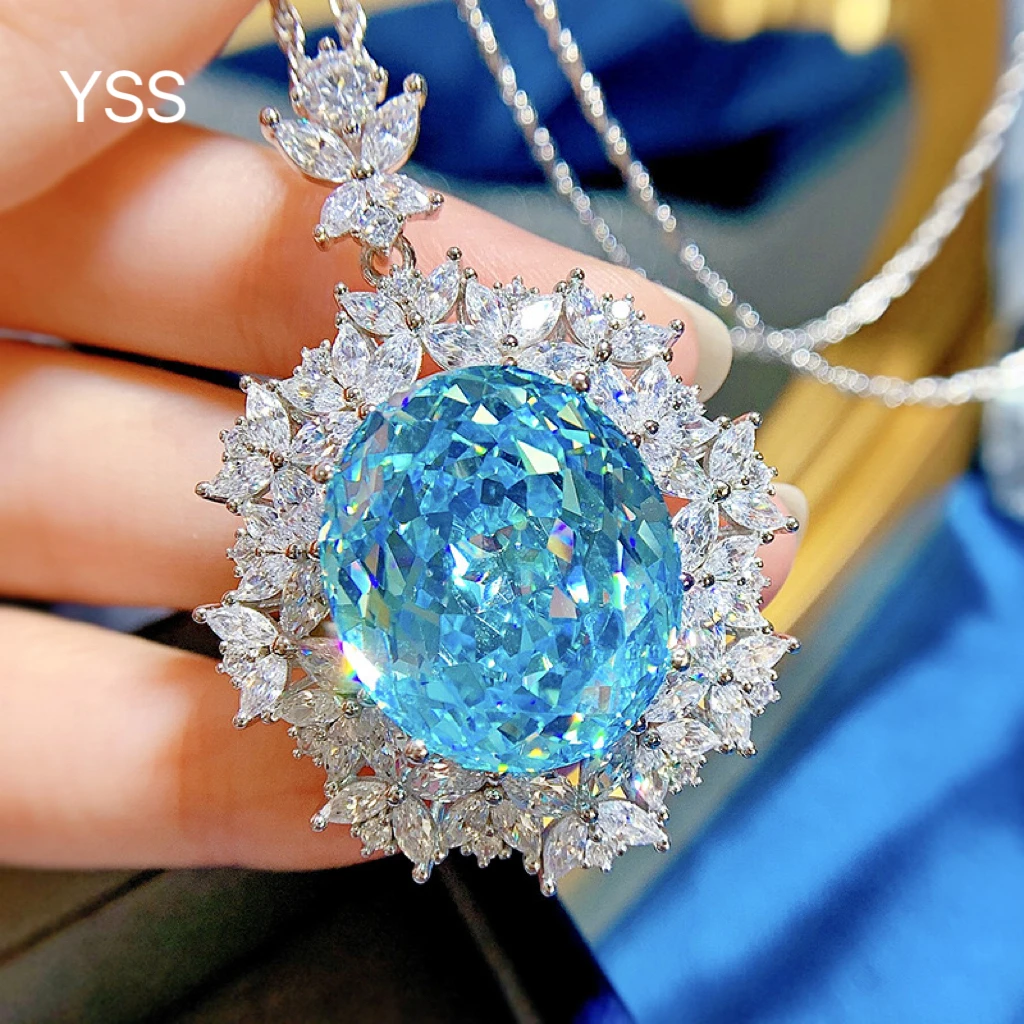 坠链均925银莫桑石 DG 奢华 星辰大海蓝帕银项链时尚大气BTCY406